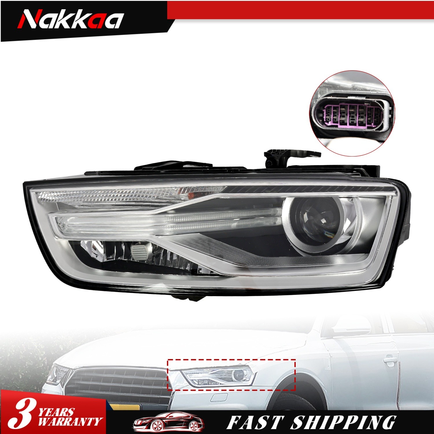 For 2016-18 Audi Q3 HID/Xenon Left Side Headlight Headlamp Assy Composite Driver