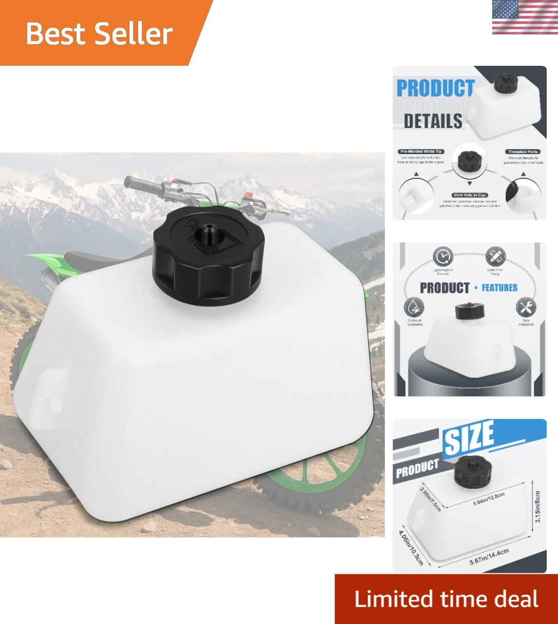 Compact & Lightweight 1L Gas Tank for ATV 2-Stroke Engines - Fast Installation