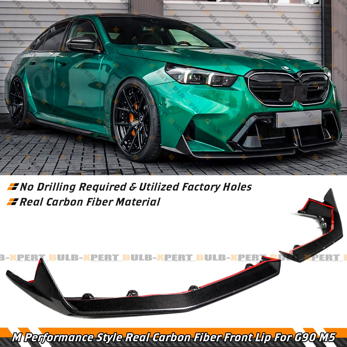For 2025-26 BMW G90 G99 M5 Performance Style Real Carbon Fiber Front Bumper Lip