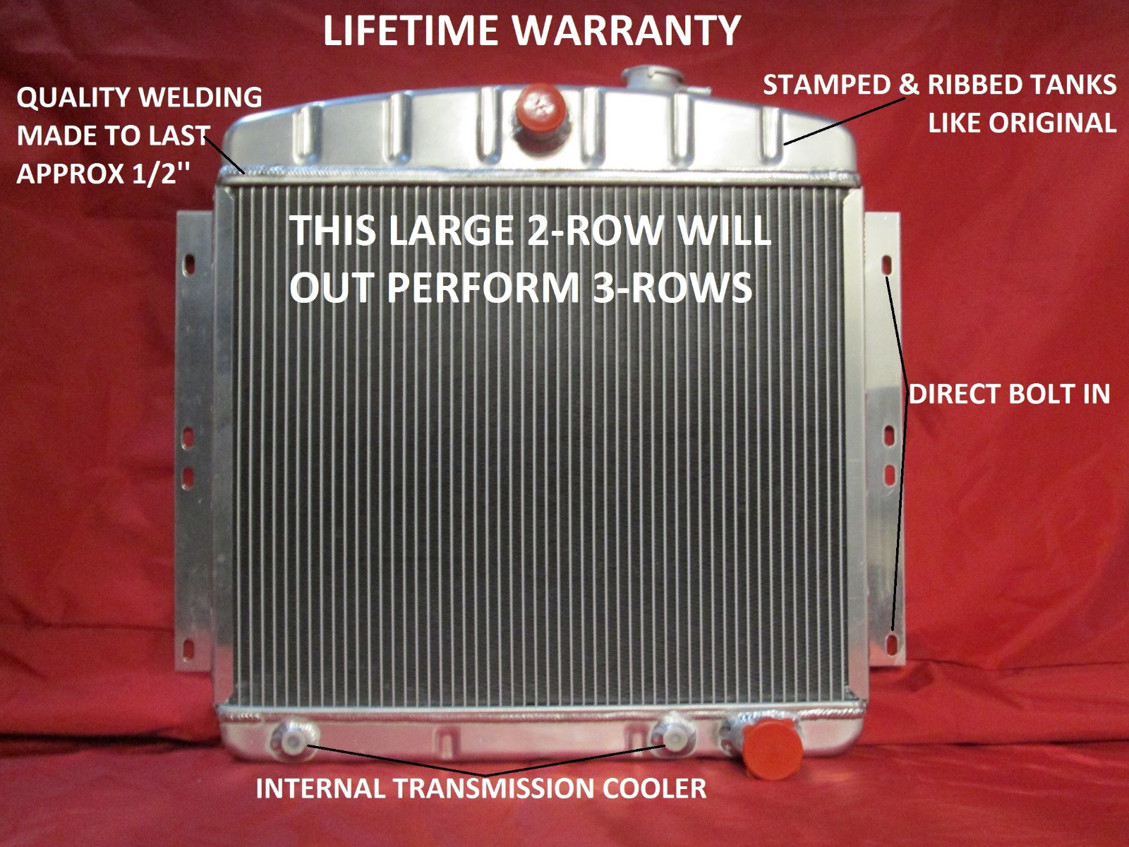1949-1954 Chevrolet  Car Aluminum Radiator Bel Air Styleline Fleetline 6CYL