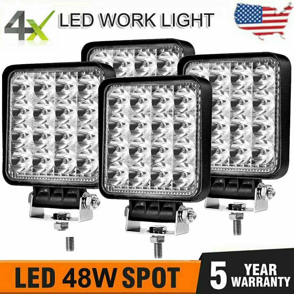 4 Pcs 48W LED Work Light Pods SPOT Lights For Truck Off Road Tractor 12V 4inch 4 Pcs 48W LED Work Light Pods SPOT Lights For Truck Off Road Tractor 12V 4inch