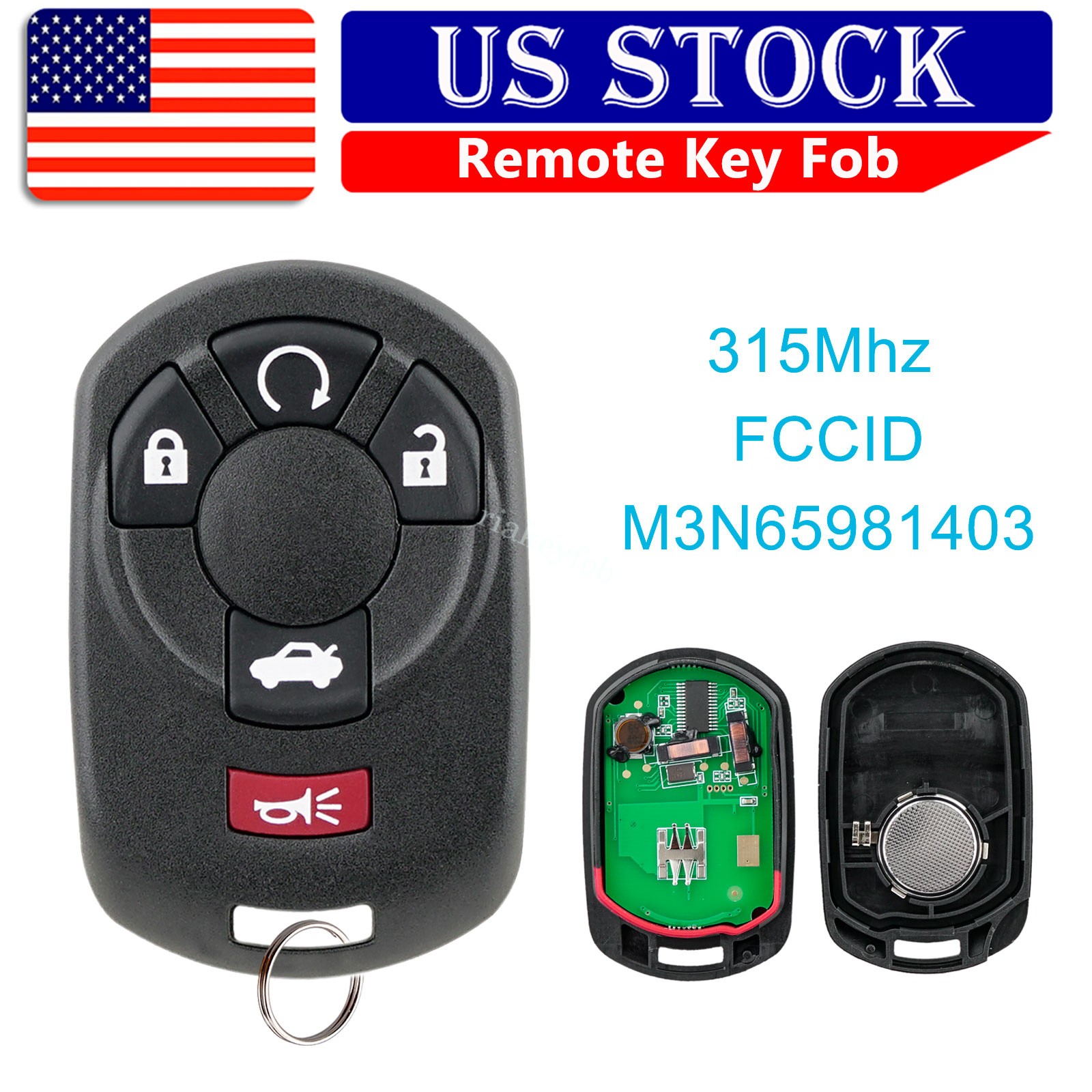 Replacement For 2005 2006 2007 Cadillac STS Remote Key Fob 315MHz M3N65981403