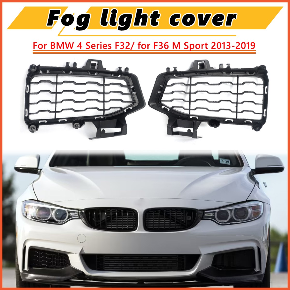 Pair Front Bumper Fog Light Cover For BMW F32 F36 M Race 51118056493 51118056494