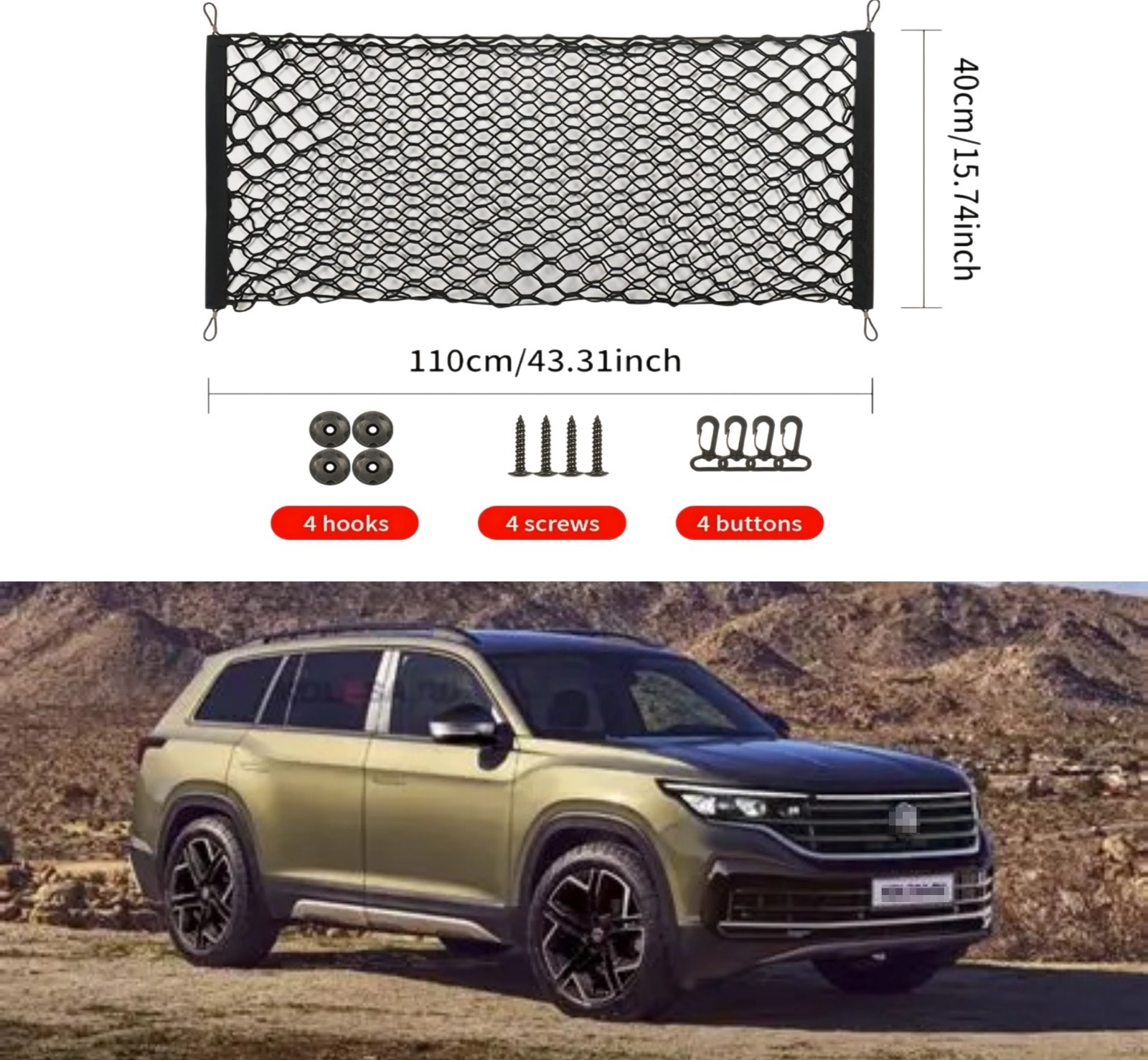 For VW VOLKSWAGEN ATLAS 2017-2026 Brand New Trunk Envelope Style Mesh Cargo Net