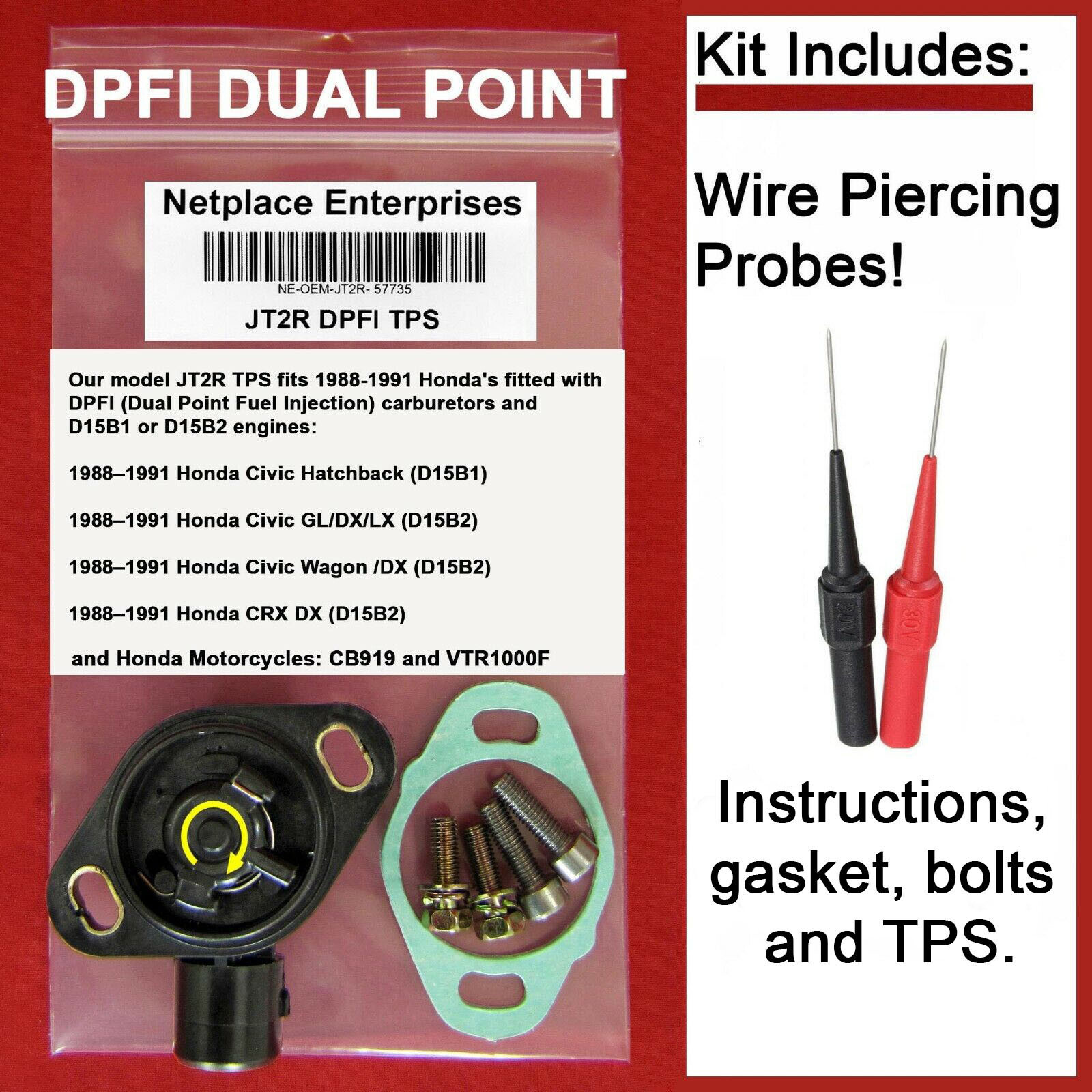 1988, 1989, 1990, 1991 Honda Civic DPFI TPS Throttle Position Sensor