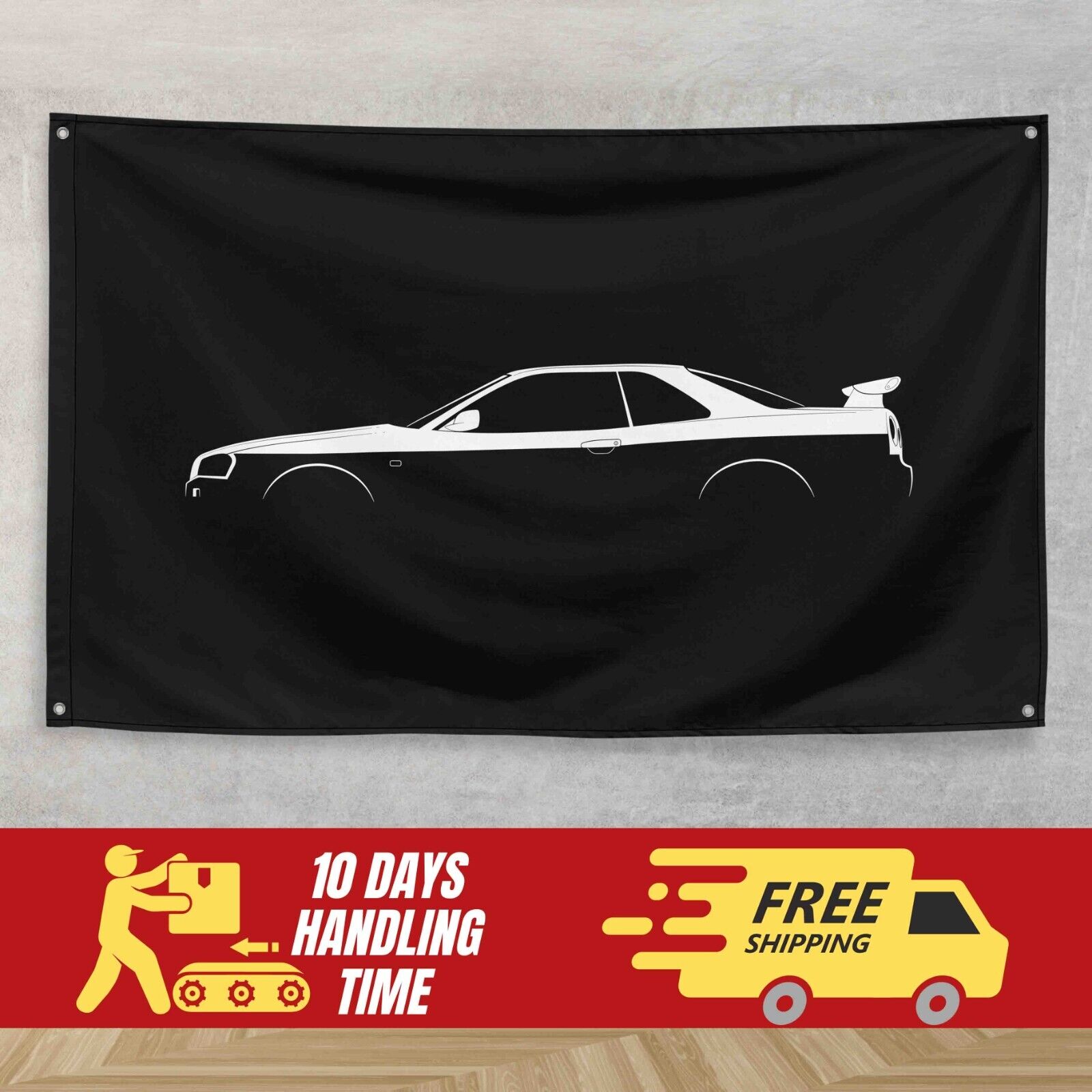 For Nissan Skyline GT-R R34 1998-2002 Fans 3x5 ft Flag Banner Gift Birthday