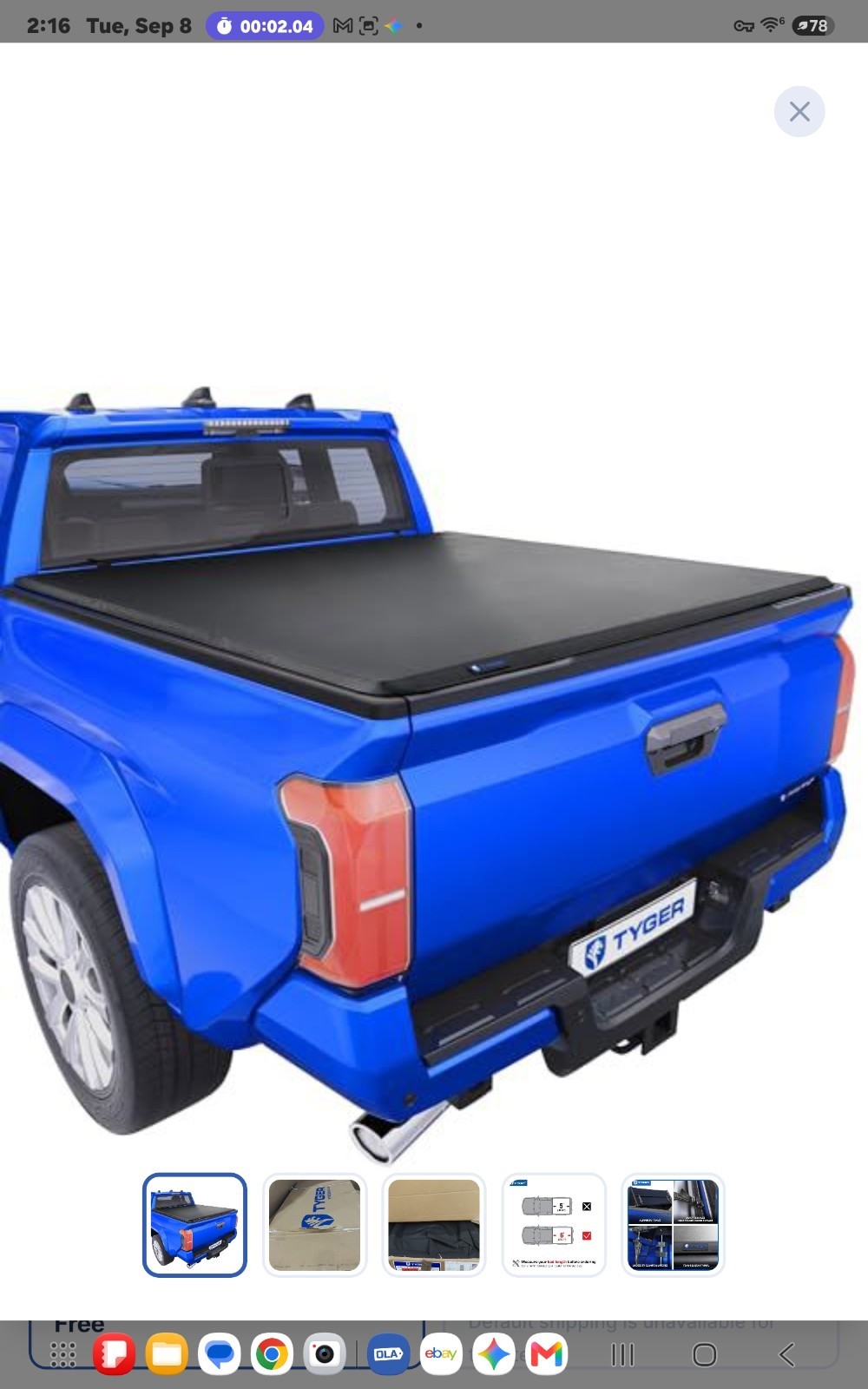 Tyger Auto T3 Soft Tri-fold Truck Bed Tonneau Cover Compatible with 2024-2026...