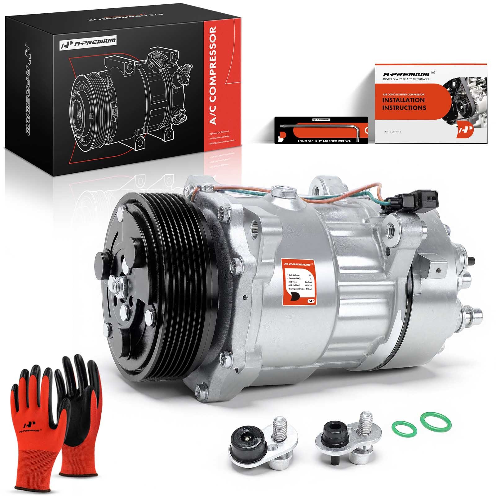 A-Premium A/C Compressor with Clutch for Volkswagen EuroVan 2001-2003 V6 2.8L A-Premium A/C Compressor with Clutch for Volkswagen EuroVan 2001-2003 V6 2.8L