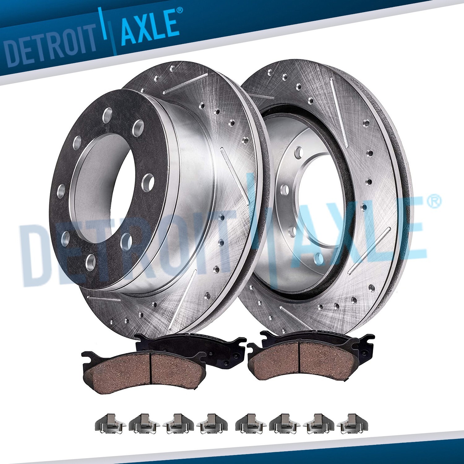 13.38\'\' Rear Drilled Rotors Ceramic Brake Pads for Ford F-250 F-350 Super Duty