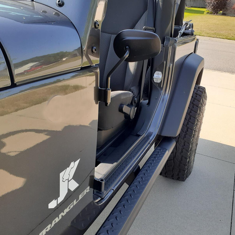 Black Door off Hinge Rearview Side Mirrors For 1997-2019 Jeep Wrangler TJ JK YJ