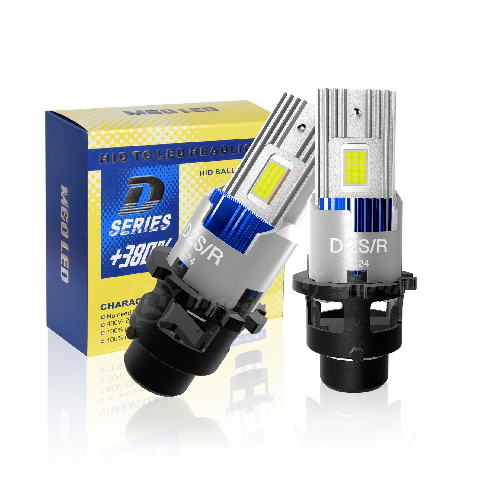 2X D2S D2R LED Headlight Bulb Replace HID Xenon Super White 6000K Conversion Kit