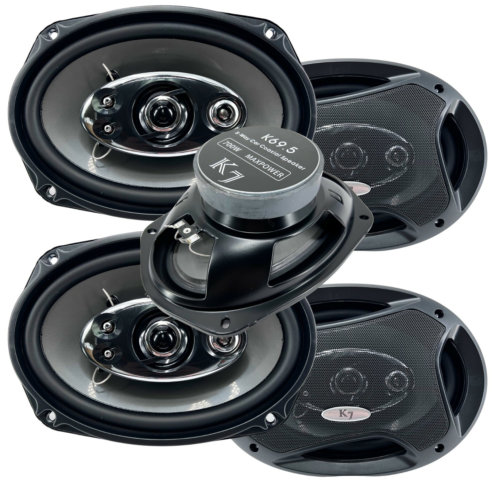4x Audiotek K7 6x9 1400 Watt 5-Way Red Car Audio Stereo Coaxial Speakers- K69.5