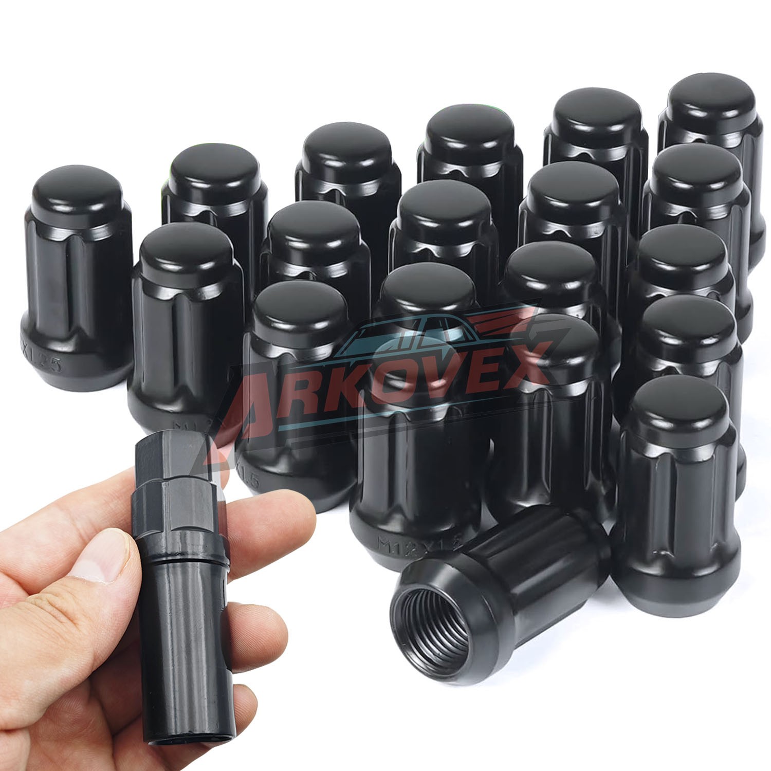 20x Black M12x1.5 Acorn Lug Nut + Wheel Lock Set Fit Honda Acura Hyundai Genesis 20x Black M12x1.5 Acorn Lug Nut + Wheel Lock Set Fit Honda Acura Hyundai Genesis
