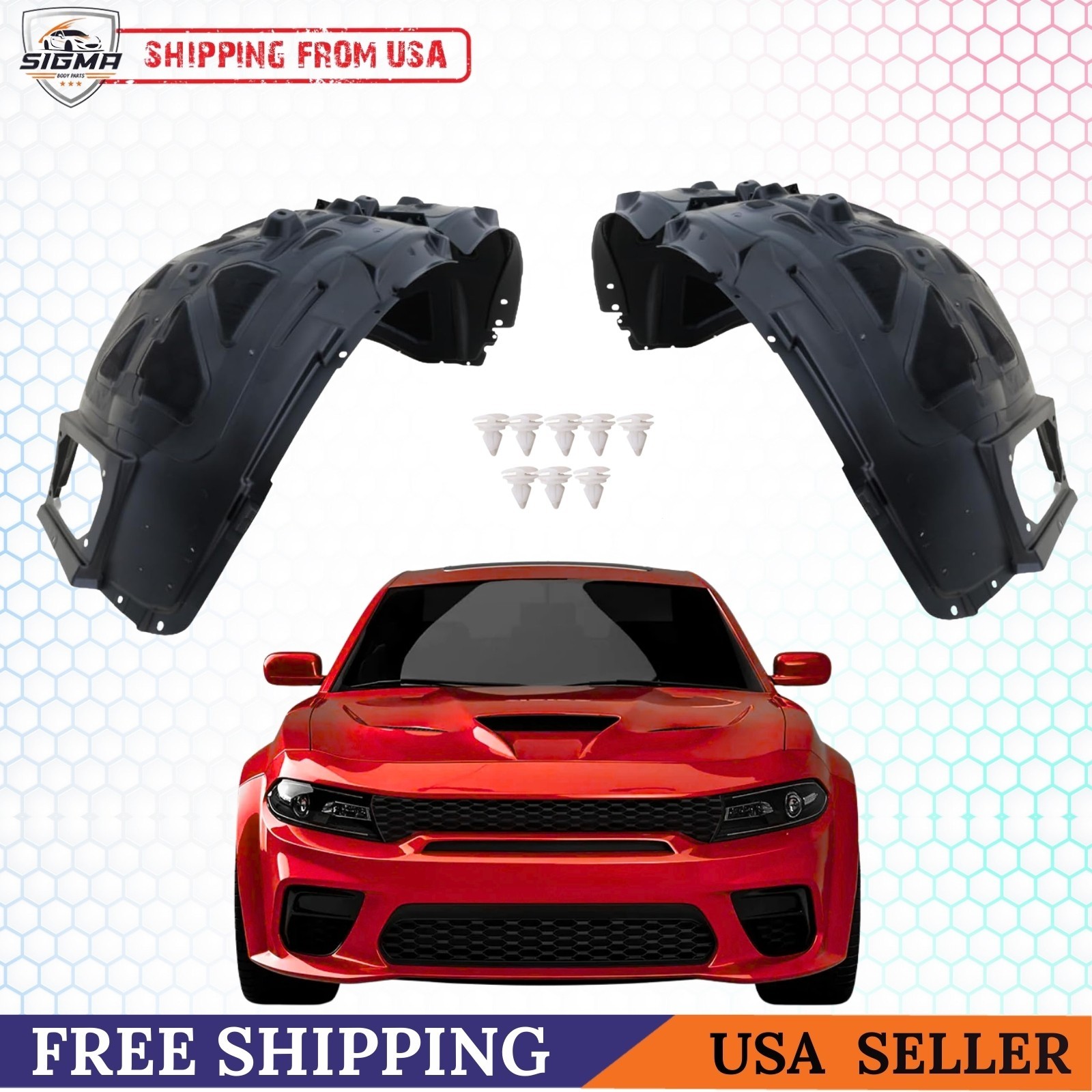 Fits 2020-2023 Dodge Charger Widebody Left & Right Front Inner Fender Liner Pair