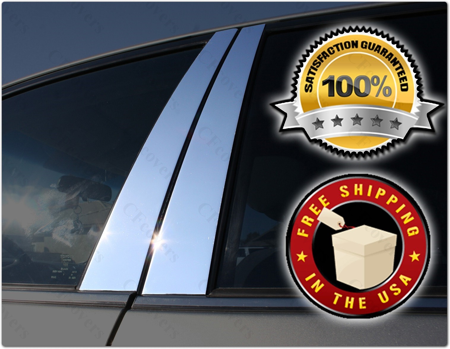 CHROME Pillar Posts for Mercedes S-Class 14-20 W222 6pc Set Door Trim Mirrored