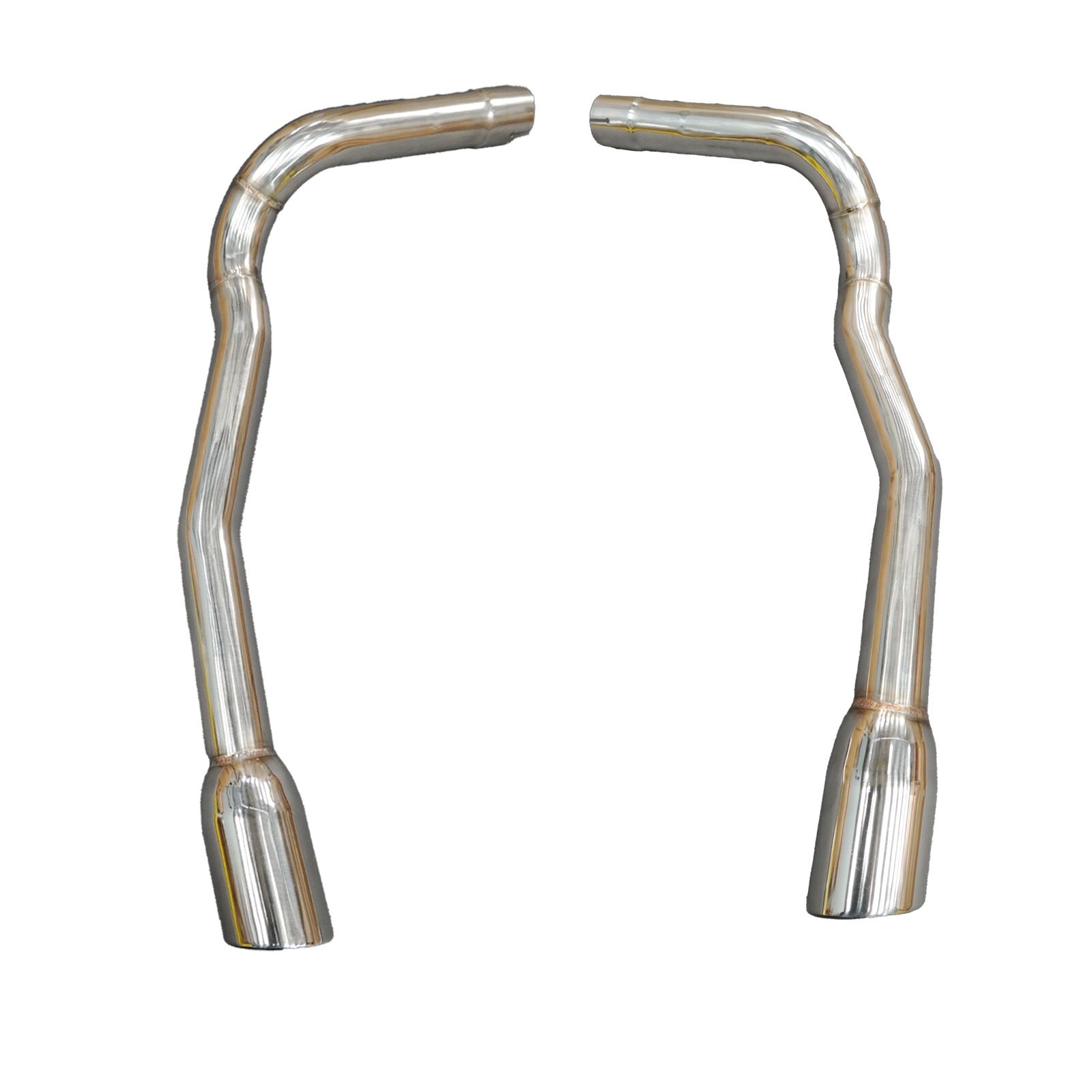 2003-2008 Jaguar S-Type Stainless Polished Axle-Back Muffler Pipes + Tips