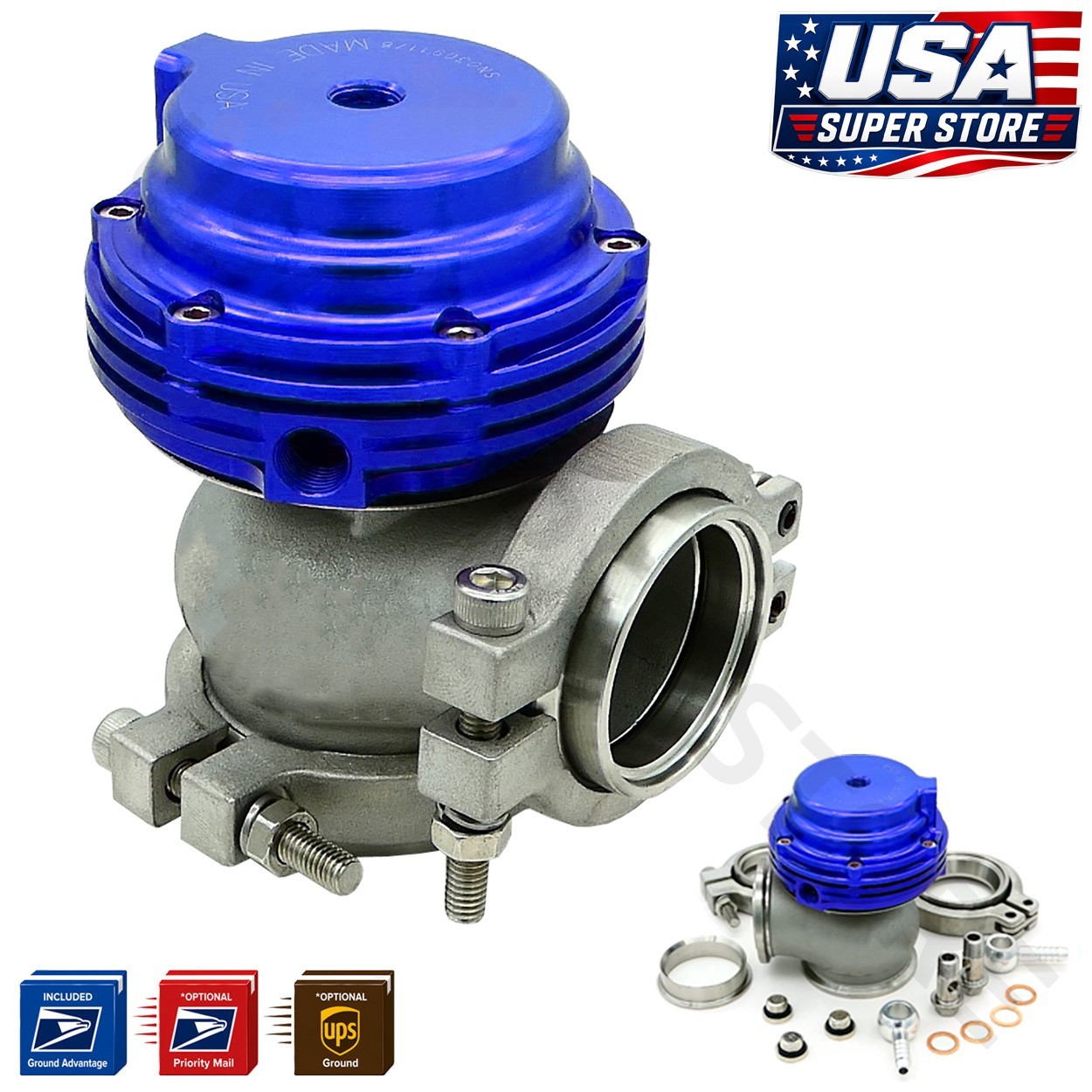 MVS Series 38mm External Wastegate BLUE 22 PSI fits Tial Flange - FAST USA SHIP