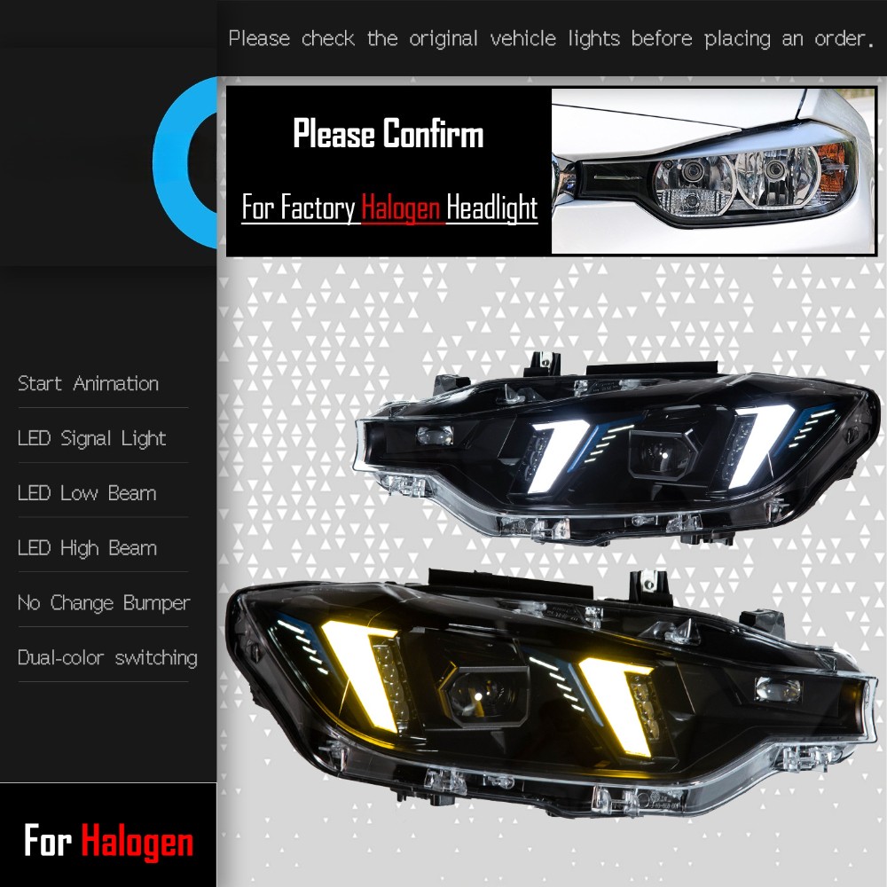 For 12-19 BMW F30 headlight modified LED lens dual color daytime running light For 12-19 BMW F30 headlight modified LED lens dual color daytime running light