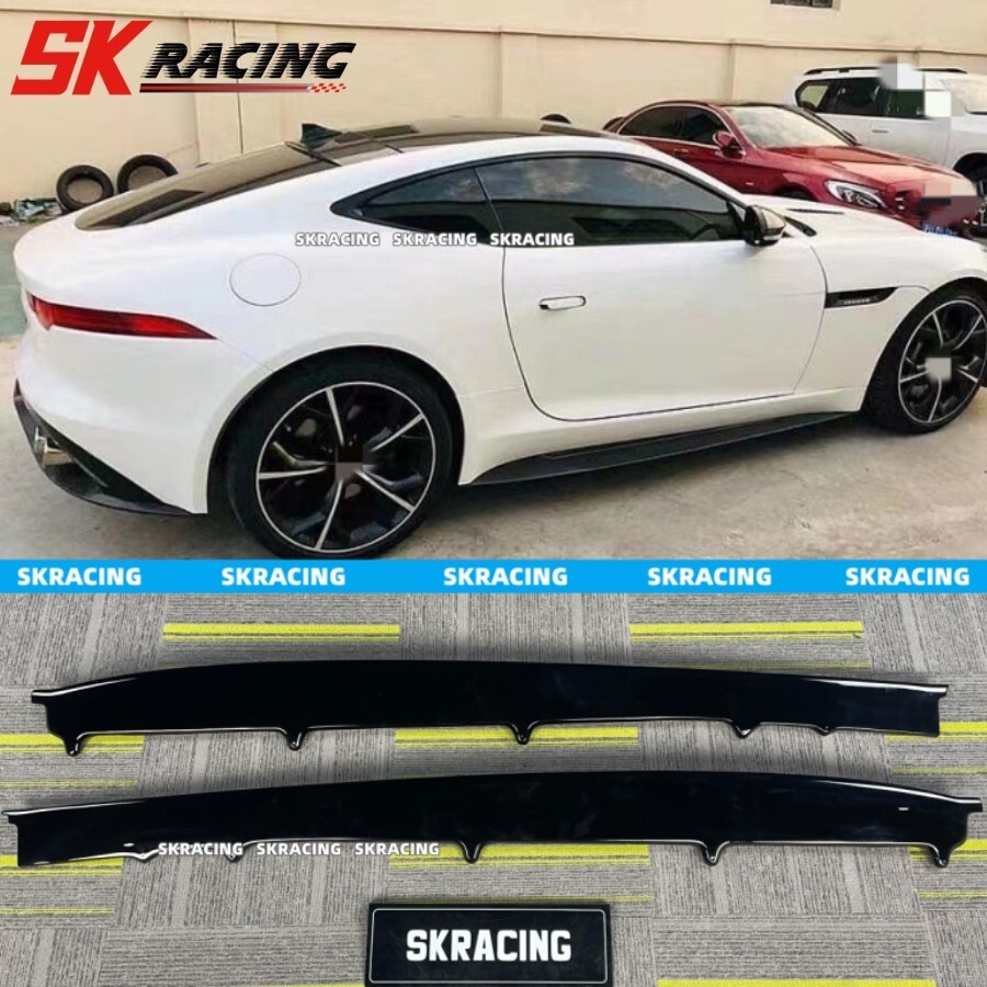 Fits Jaguar F-Type 2014-2020 2PCS Glossy Black Sideskirts Side Skirt Lip Cover
