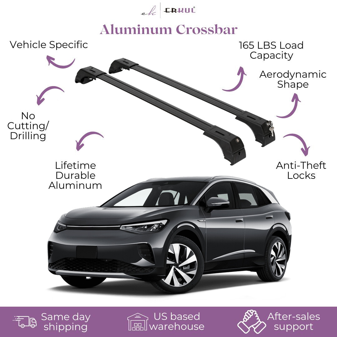 Fits Volkswagen ID.4 2021-2025 with Factory Rails Roof Rack Cross Bars 165 LBS