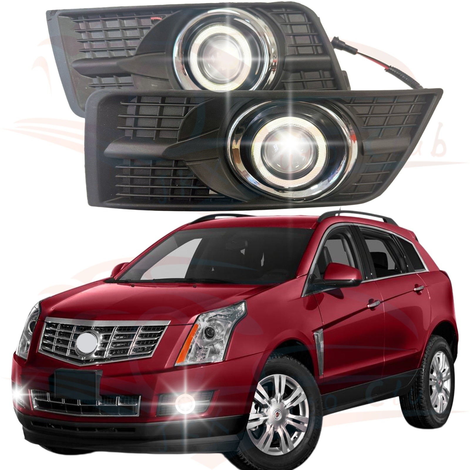 Complete LED Fog Light DRL Angel Eye Kit For Cadillac SRX 2010-2016