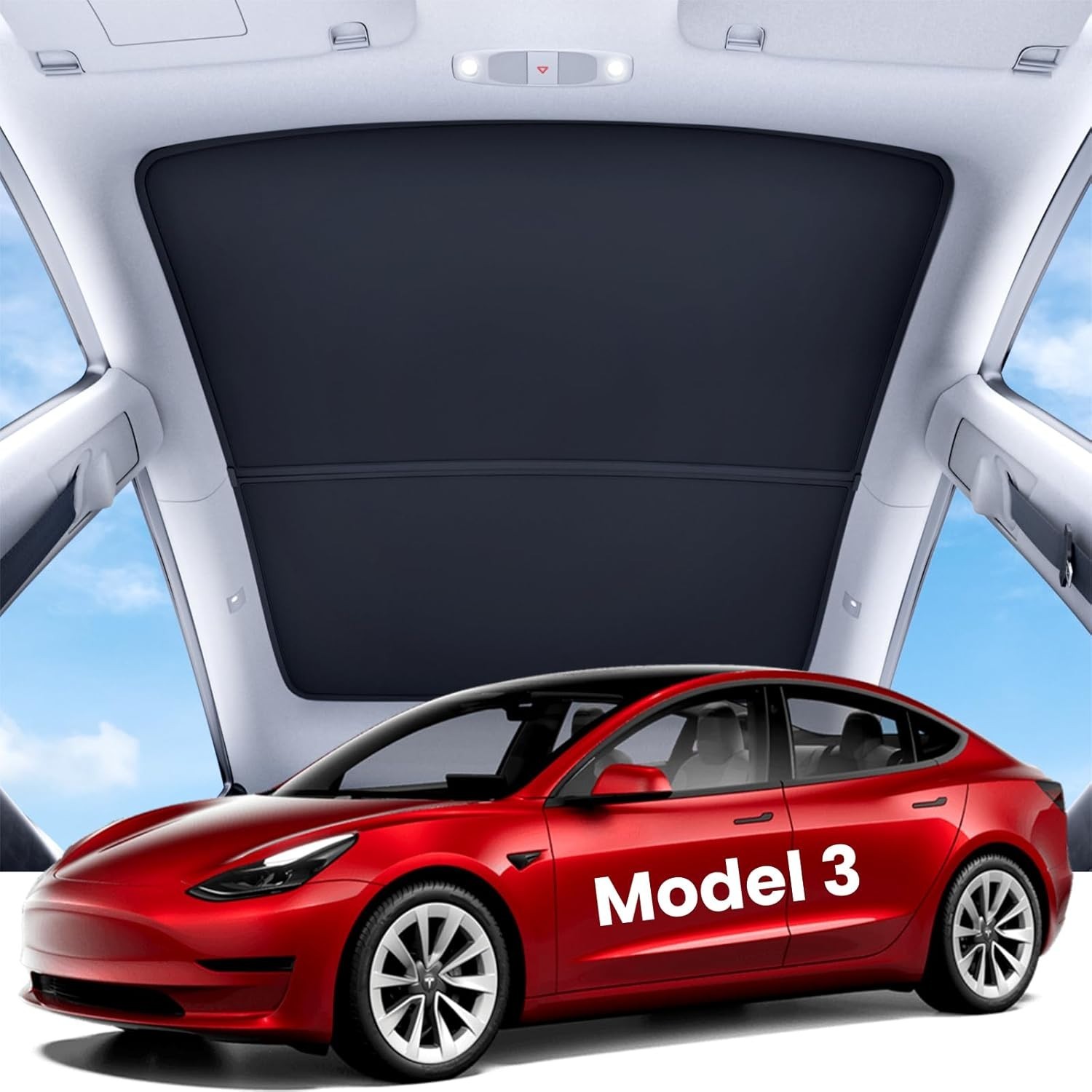 2Pack REEVAA 2025 Upgraded Tesla Model Y Sunshade Roof [No Gaps No-Sagging] Gray