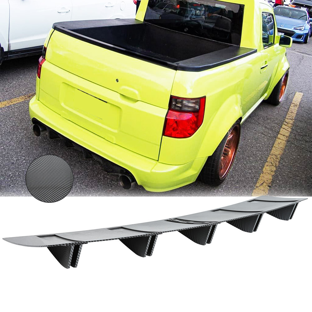 For Honda Element Mini Truck Car Rear Diffuser 10 Shark Fins Spoiler Wing Carbon