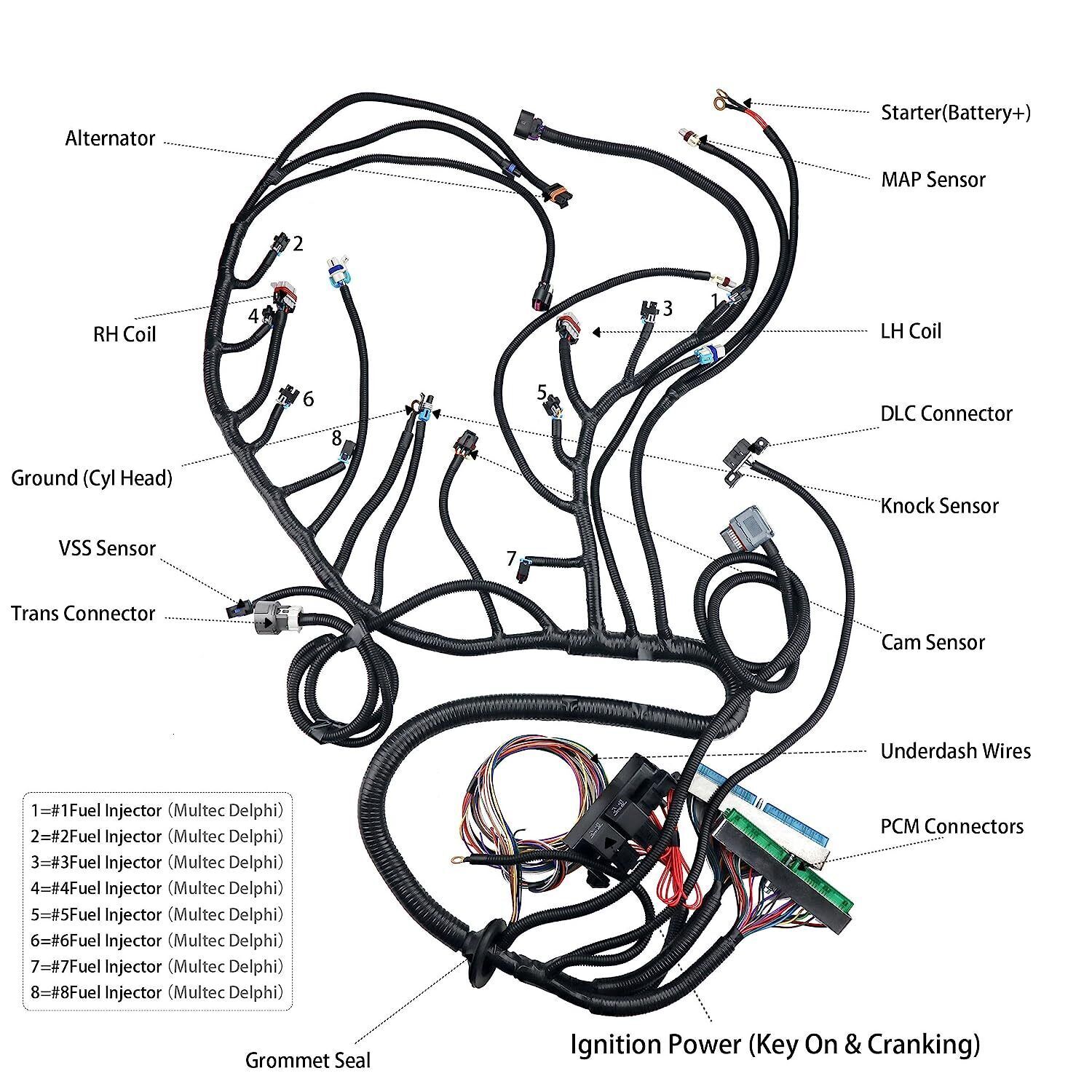 Engine Wiring Harness For 2003-2007 GM Vortec 4.8 5.3 6.0 4L60E Drive By Wire