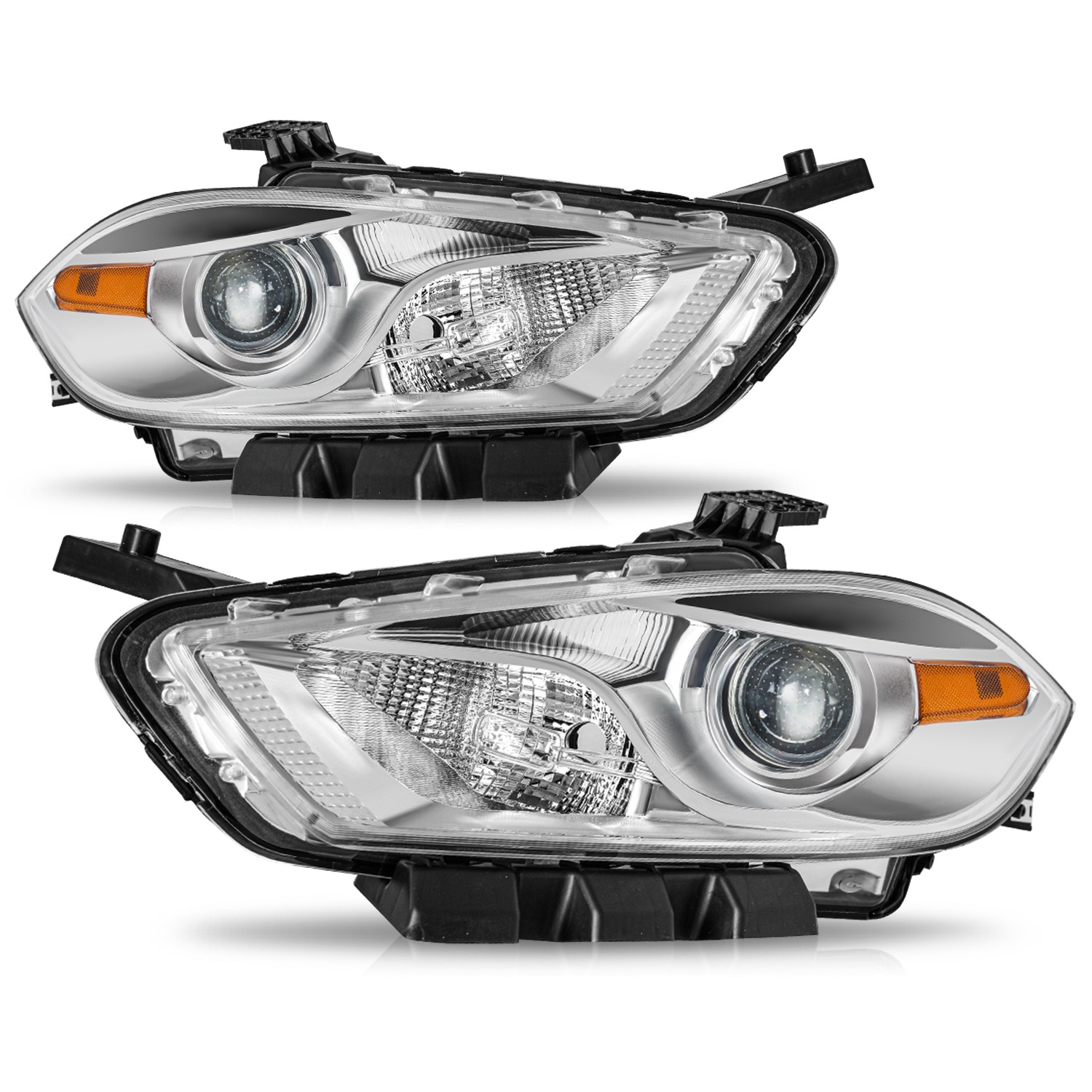 Pair LH&RH For 2013 2014 2015 2016 Dodge Dart Halogen Chrome Projector Headlight