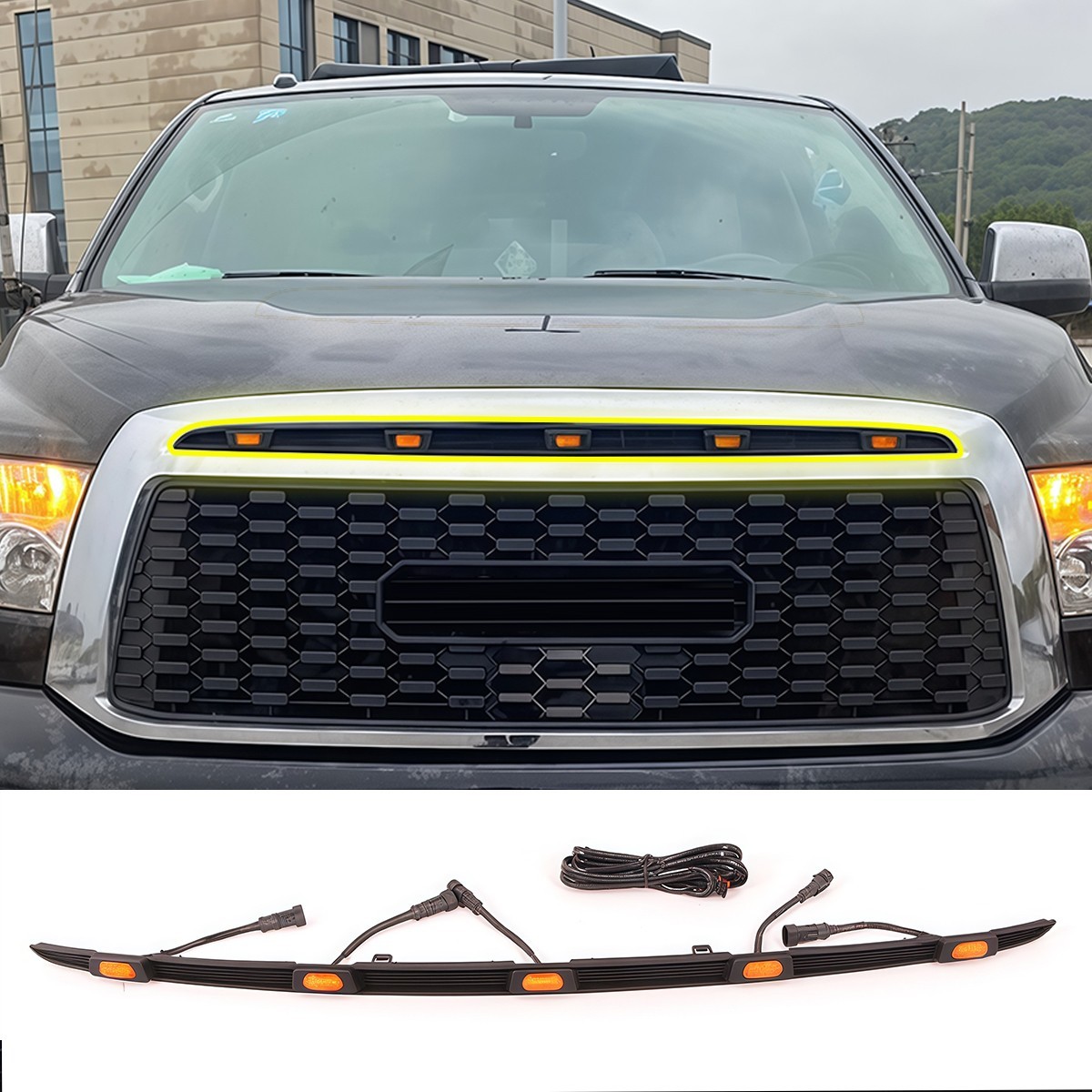Amber Light Bar Fit For 2010-2013 TOYOTA TUNDRA Upper grille