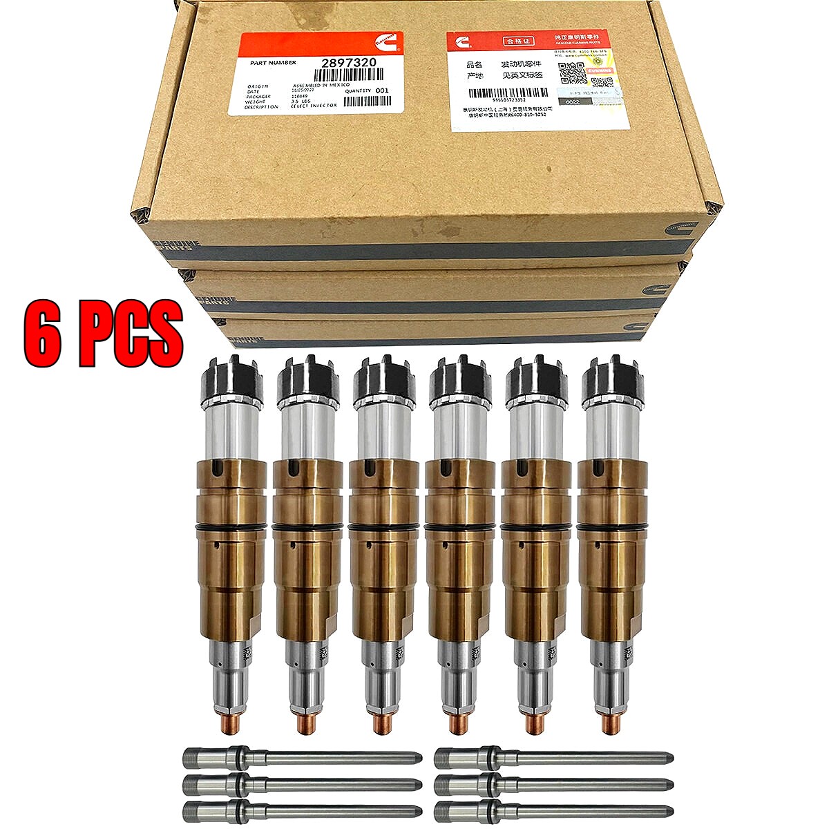6X CUMMINS ISX15 INJECTOR 2897320 5579419 SUPERCED 5579419PX 2897320PX w/Tube
