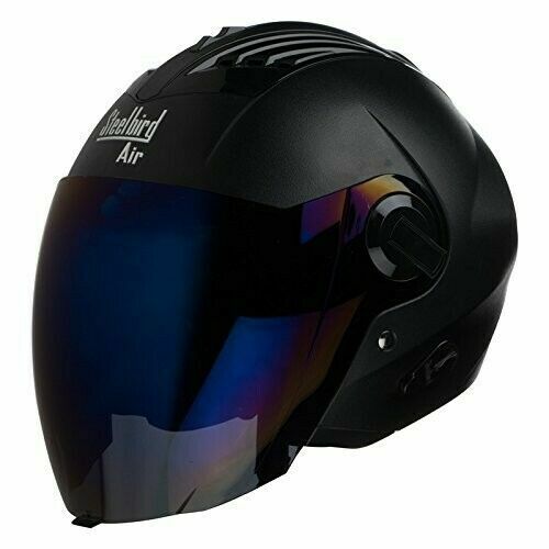 Steelbird Hi-Gn Sba-3 Dashing Black With Iridium Blue Visor Helmet L Size 600MM