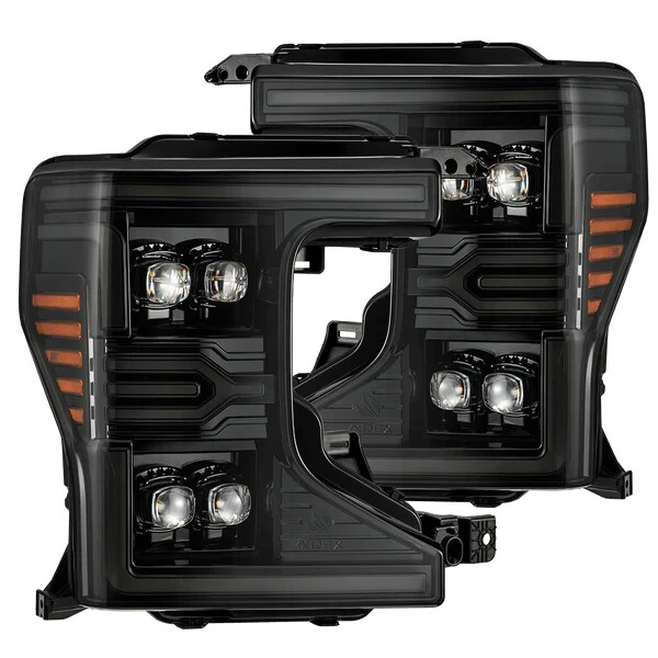 For 20-22 Ford Super Duty AlphaRex Nova Alpha Black LED Projector Headlights For 20-22 Ford Super Duty AlphaRex Nova Alpha Black LED Projector Headlights