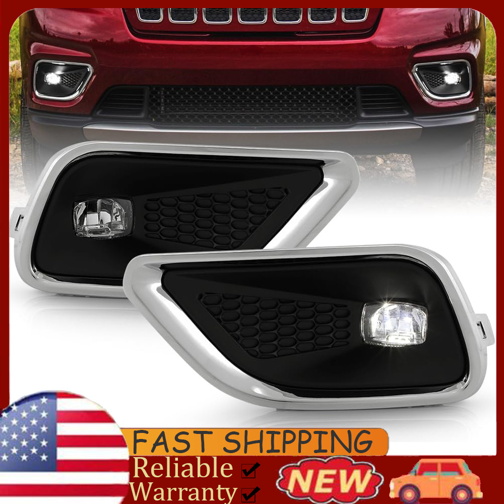 LED Bumper Fog Lights Driving Lamps w/ Switch Pair For 2019-2023 Jeep Cherokee