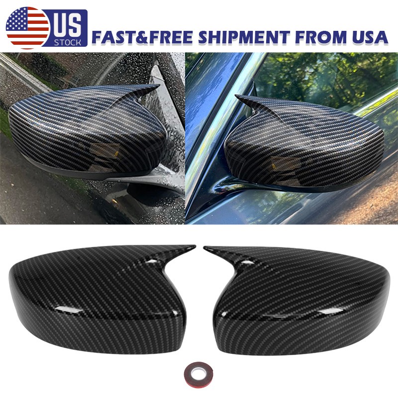 For 2008-2015 Infiniti G25 G37 Q40 Q60 Side Mirror Cover Cap Carbon Fiber Black