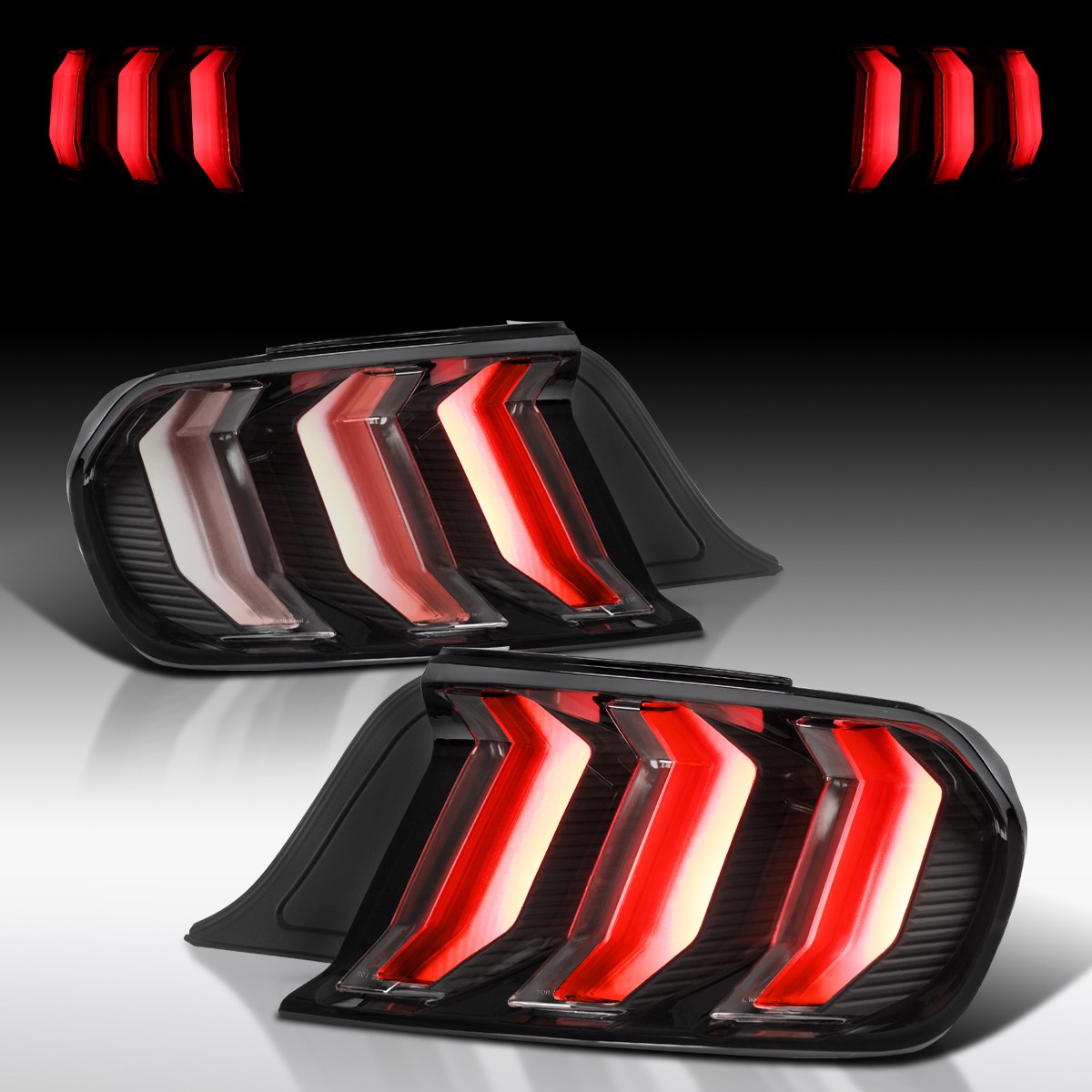 Fit 2015-2023 Ford Mustang GT Black Sequential LED Tail Lights Rear Brake Lamps Fit 2015-2023 Ford Mustang GT Black Sequential LED Tail Lights Rear Brake Lamps