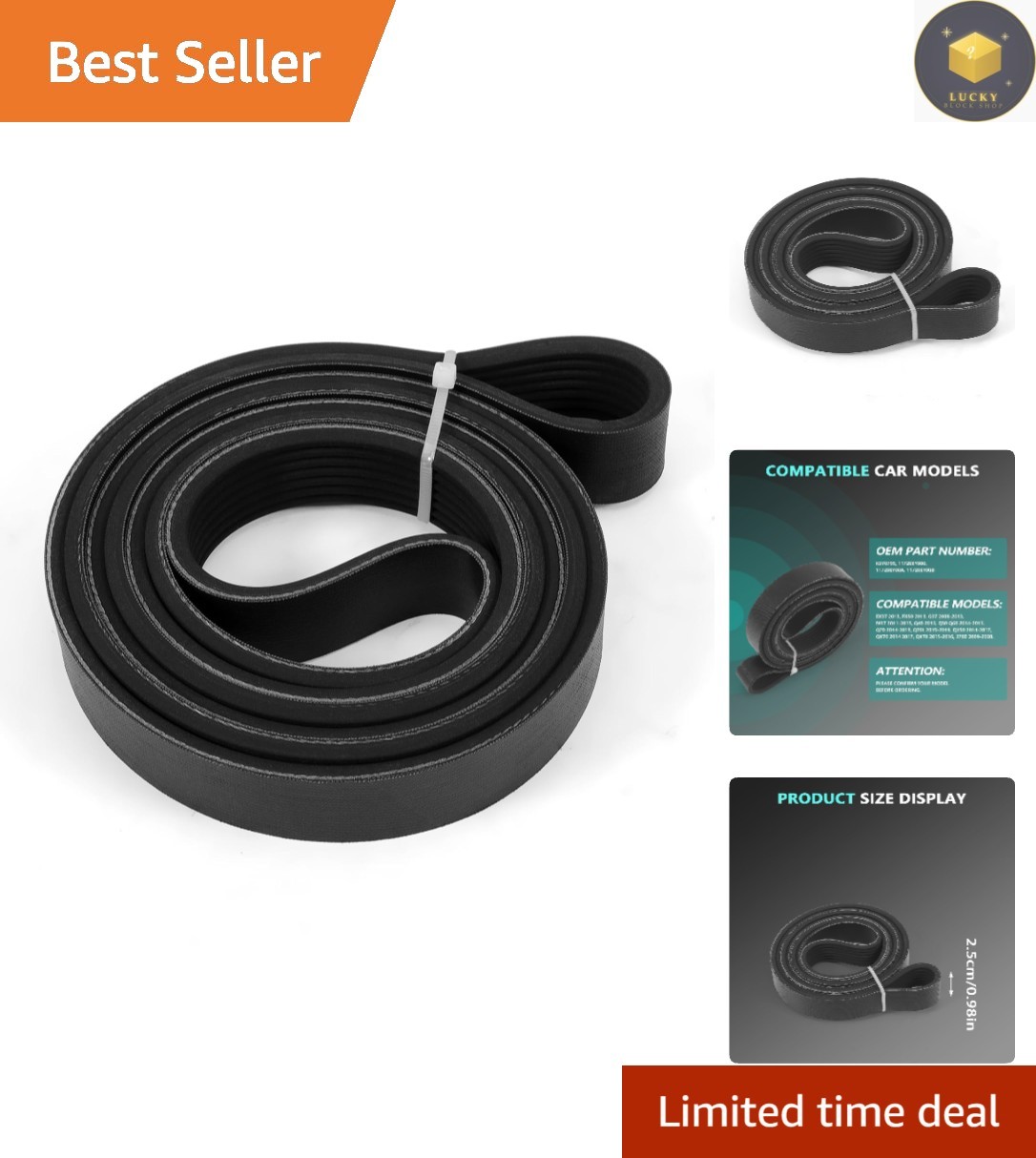 Engine Serpentine Drive Belt - Fits Q70L, QX70, Superior EPDM Quality 2014-2019 Engine Serpentine Drive Belt - Fits Q70L, QX70, Superior EPDM Quality 2014-2019