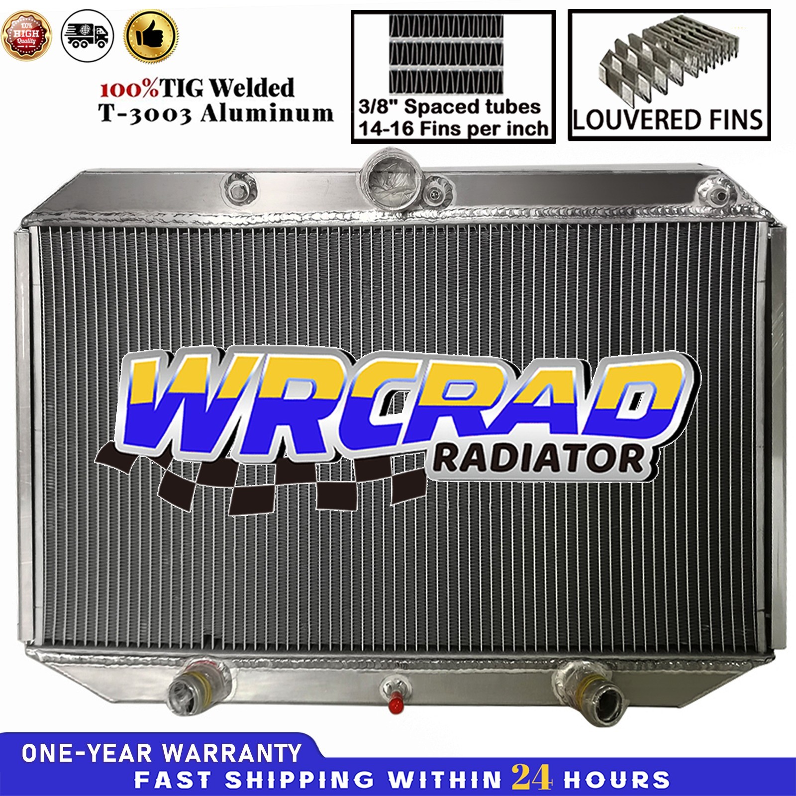 3Row Radiator For 1971-1974 Jaguar V12/XKE Base E-Type Series 3 III 5.3 Aluminum