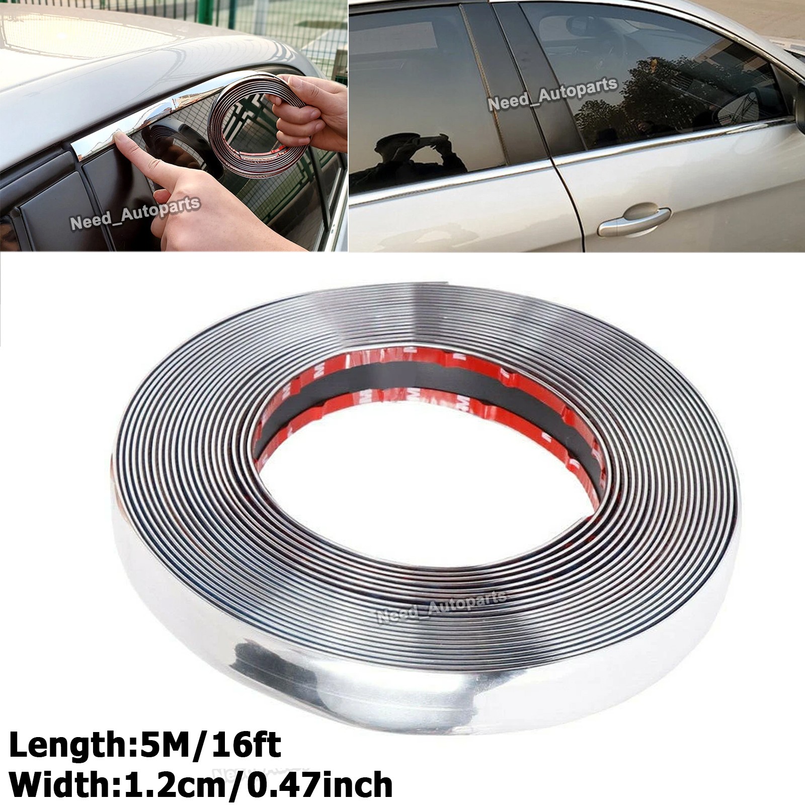 16FT Chrome Car Door Edge Molding Trim Seal Strip Scratch Protector Guard Decor