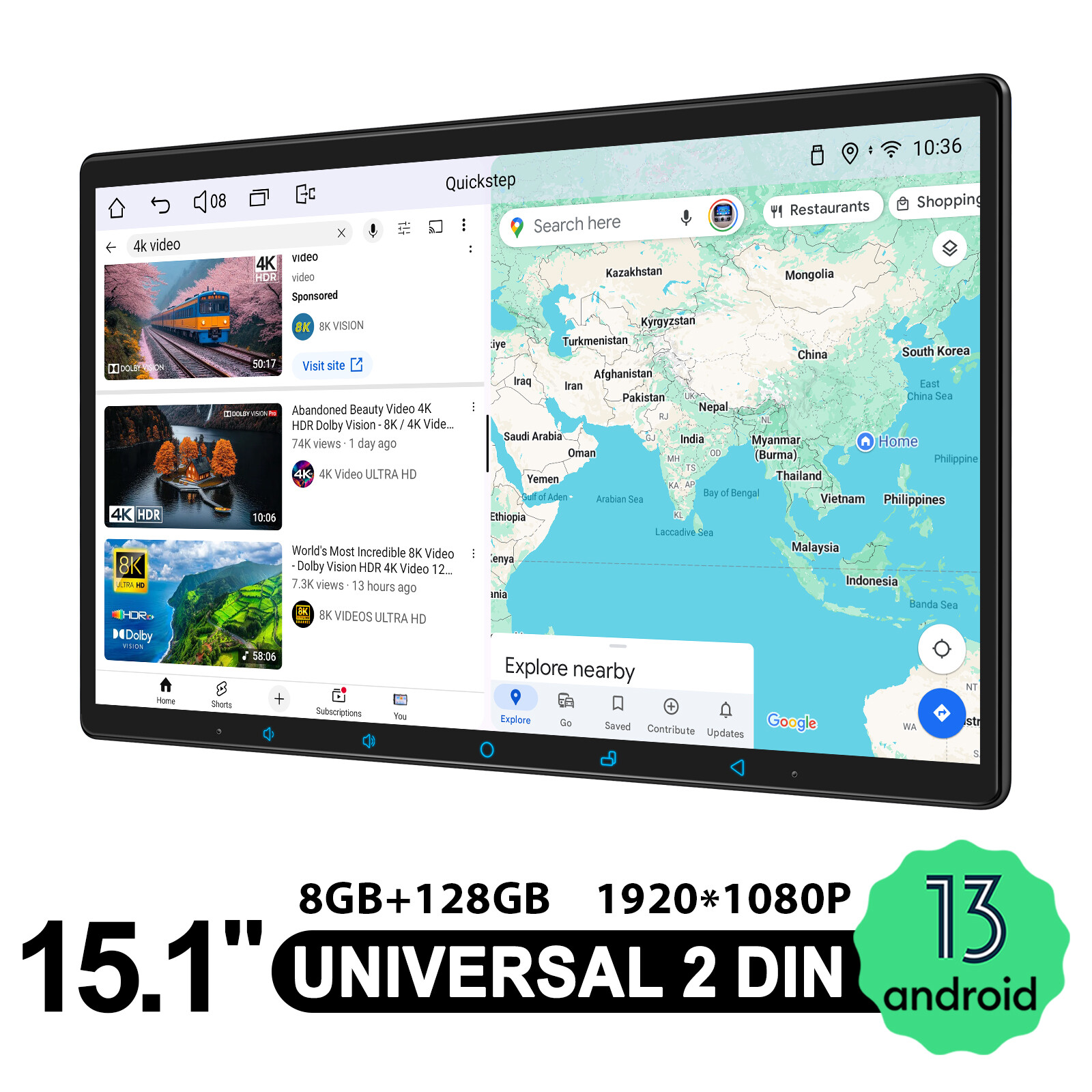 HD JOYING CarPlay 15.1 inch Ultra-Thin Touchscreen Double DIN Android 13 Radio