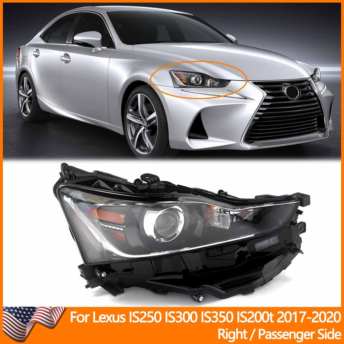 For 2017-2020 Lexus IS250 IS300 IS350 IS200t LED Headlight Assembly Right Side