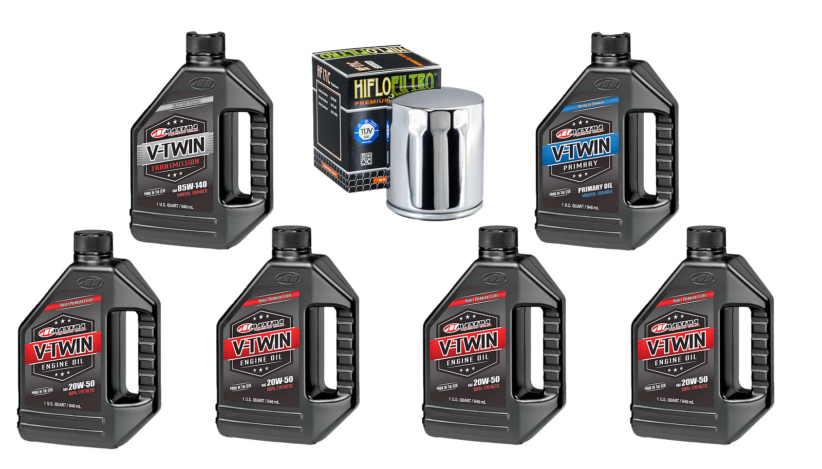 Maxima 3 Hole Synthetic 20W50 Oil Change Kit For Harley Twin Cam 99-17 HF171C