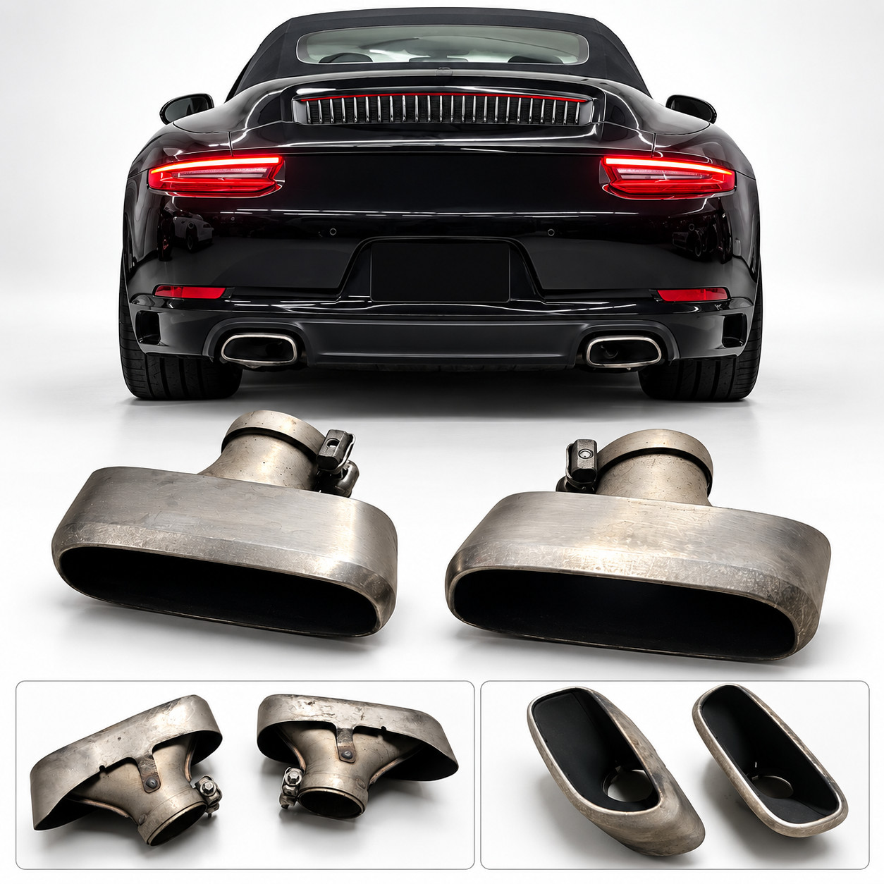 OEM Porsche 911 991.2 Exhaust Tips Left & Right Pair Genuine Factory