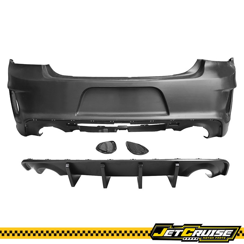 Fits 20-23 Dodge Charger Widebody Rear Bumper Cover + Matte Black Diffuser 4Fin