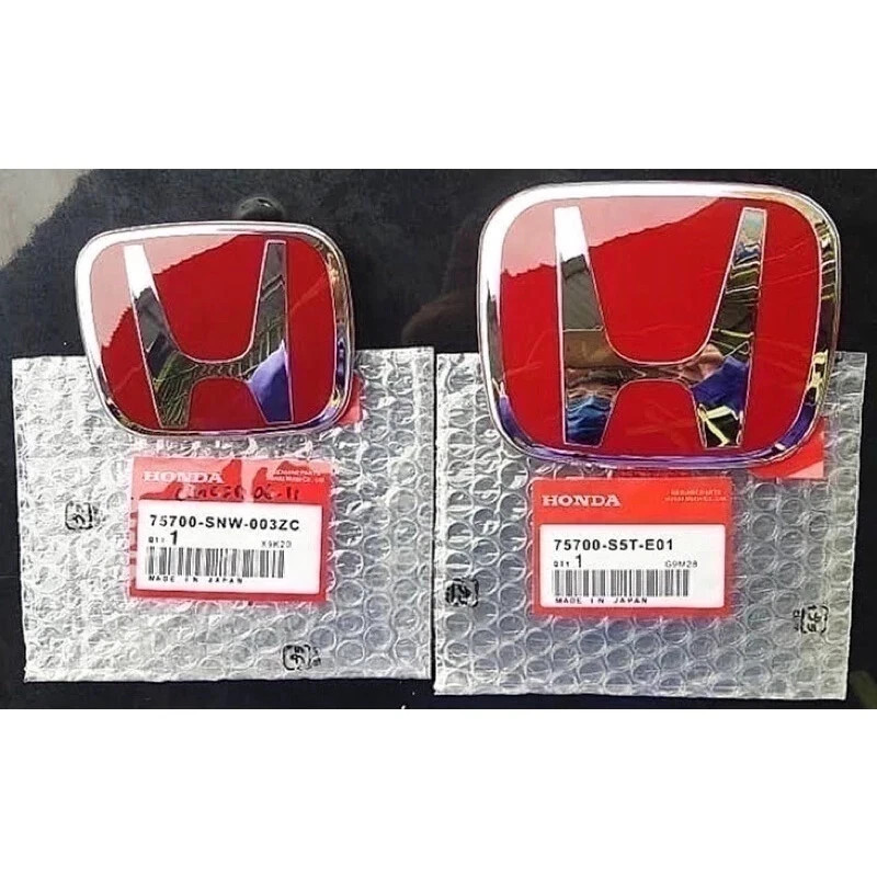 2PCS Front Rear Red H+ Emblems Fit For HONDA 2006-2015 CIVIC SEDAN SI EX Badge🎁