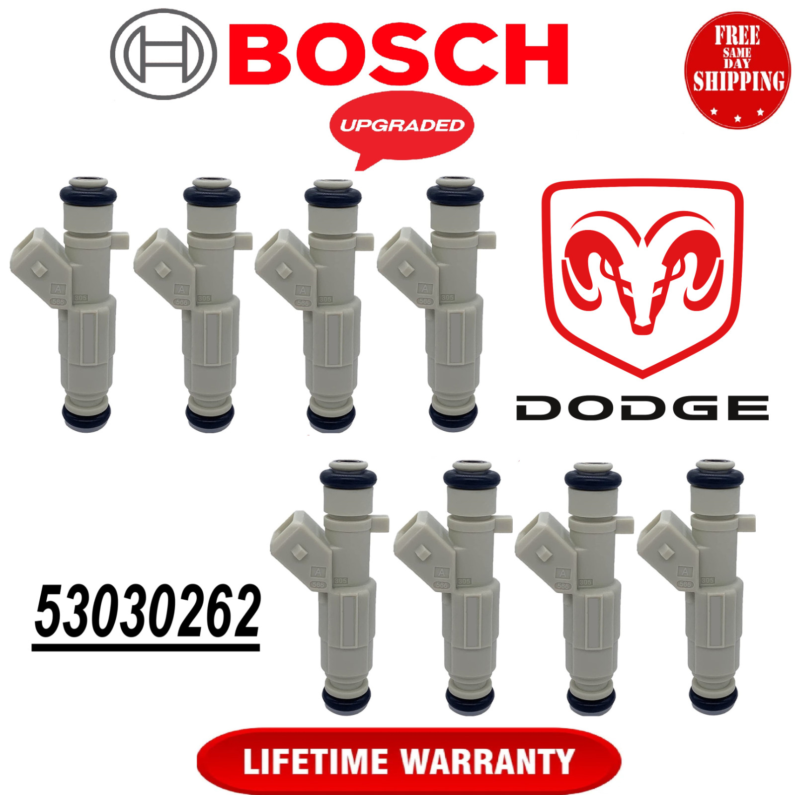 UPGRADED OEM BOSCH x8  IV gen 19LB Fuel Injectors for 92-95 DODGE 5.2 5.9
