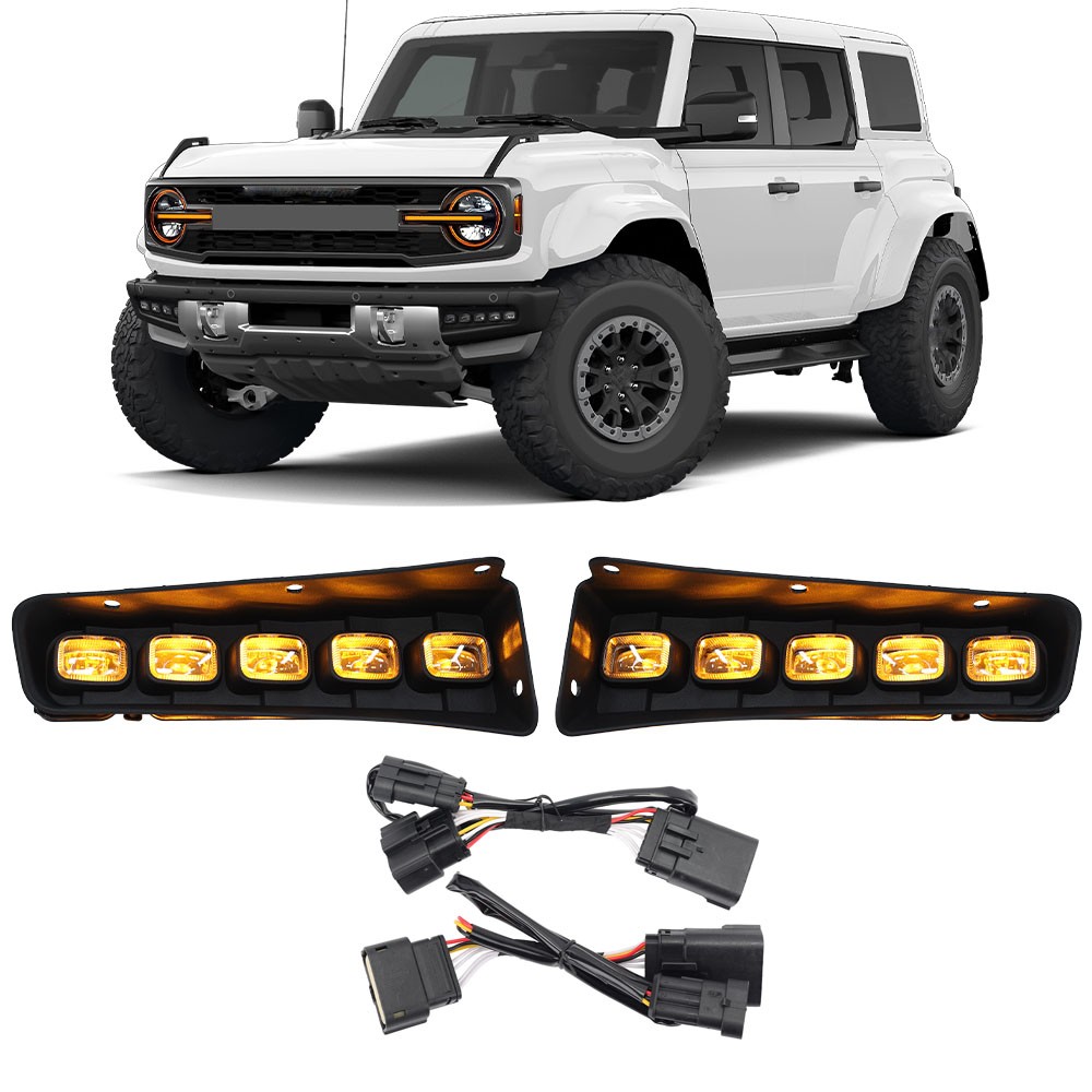 LED Bumper Fog Light Turn Signal DRL 2/4 Door 5 LEDs For Ford Bronco 2021-2025