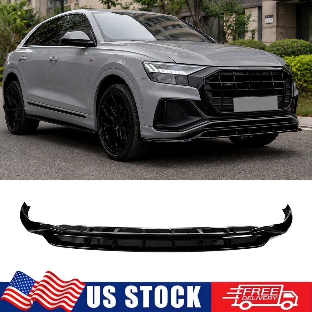 Fits 2019-2023 Audi Q8 S-line SQ8 Front Bumper Splitter Lip Spoiler Glossy Black