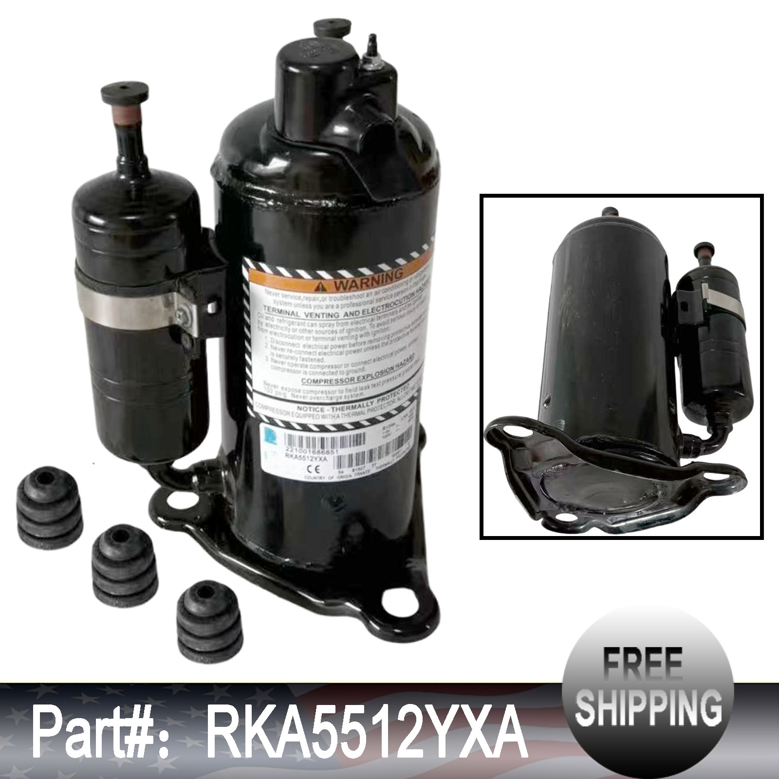 Rotary Air Compressor RKA5512YXA RK233BL-027-A4 Replaces For Tecumseh R-134a