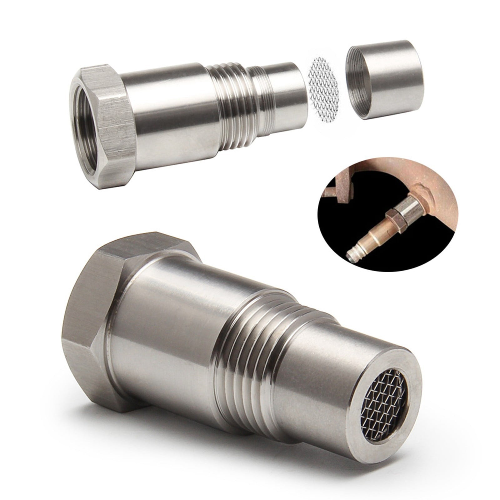 M18 x 1.5 Oxygen Sensor Thread Repair Nut Bung with Filter Screen – 2Pcs